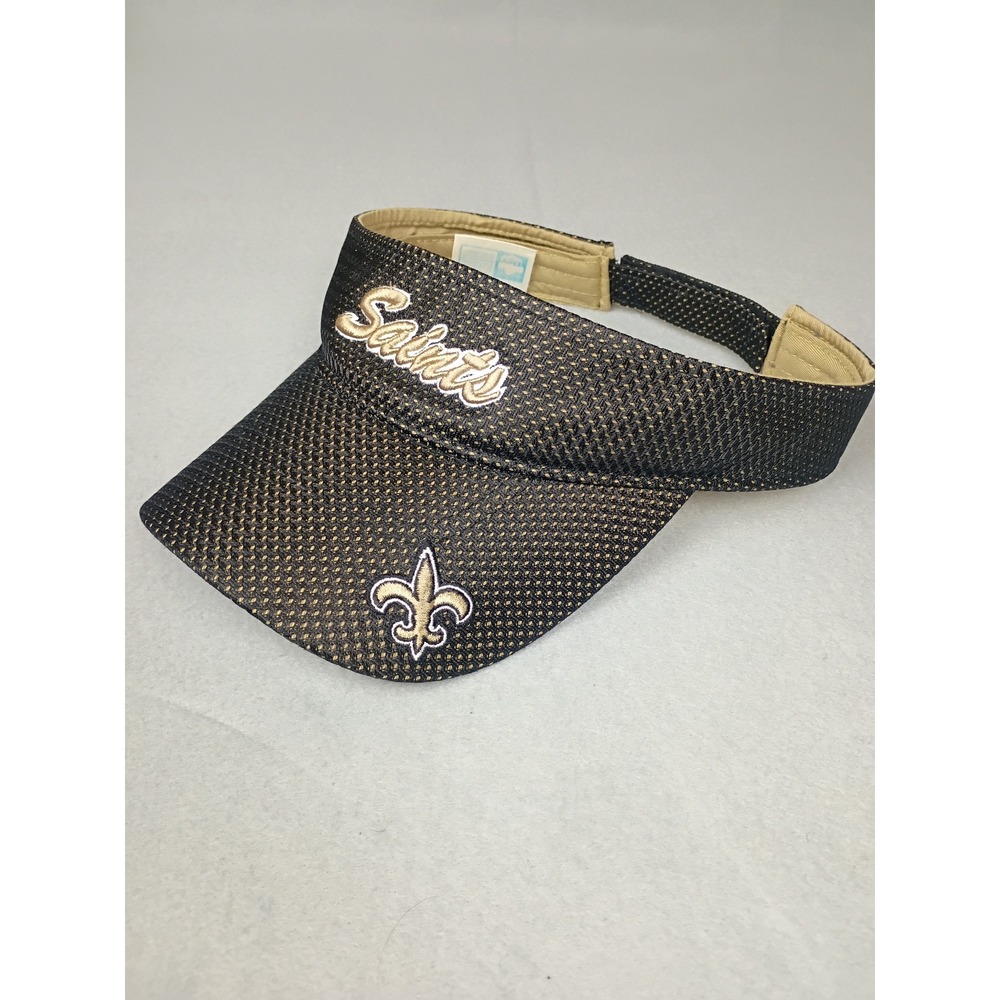 New Orleans Saints NFL Visor Hat Black Gold Mesh Adjustable Fleur-de-lis Logo